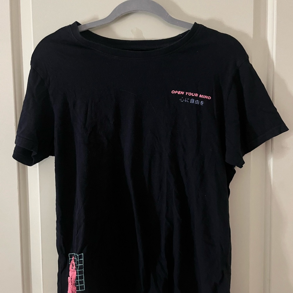 Black T-Shirt with Pink Graphic